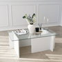 Hanah Home Escape Mesa de Centro Blanca con Cristal Templado